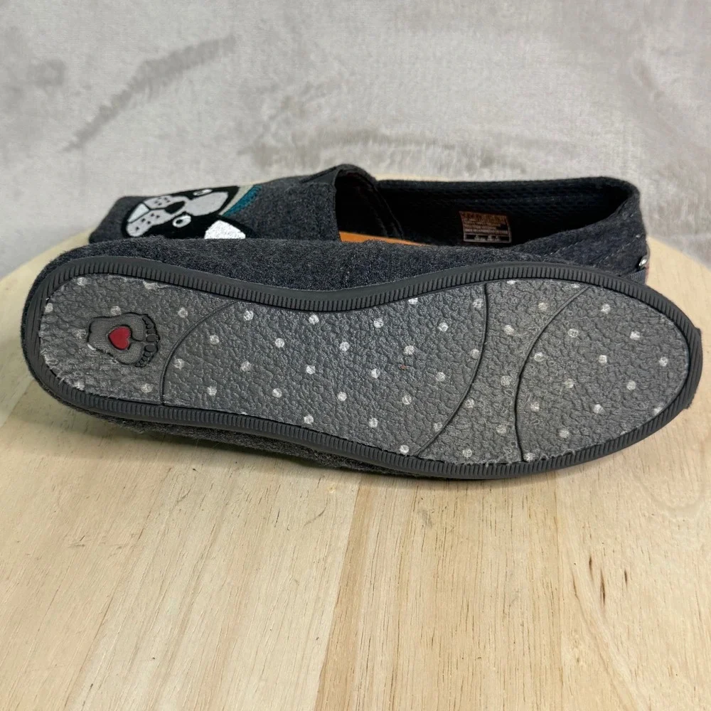 Skechers BOBS for Dogs Frenchie Boston Terrier Gray Felt Flats 34407 Womens‎ 8